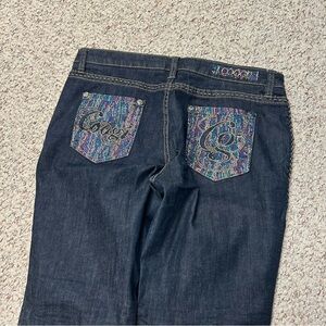 Coogi Embellished Jeans Relaxed Embroidered Dark Denim Wash Womens Size 15/16